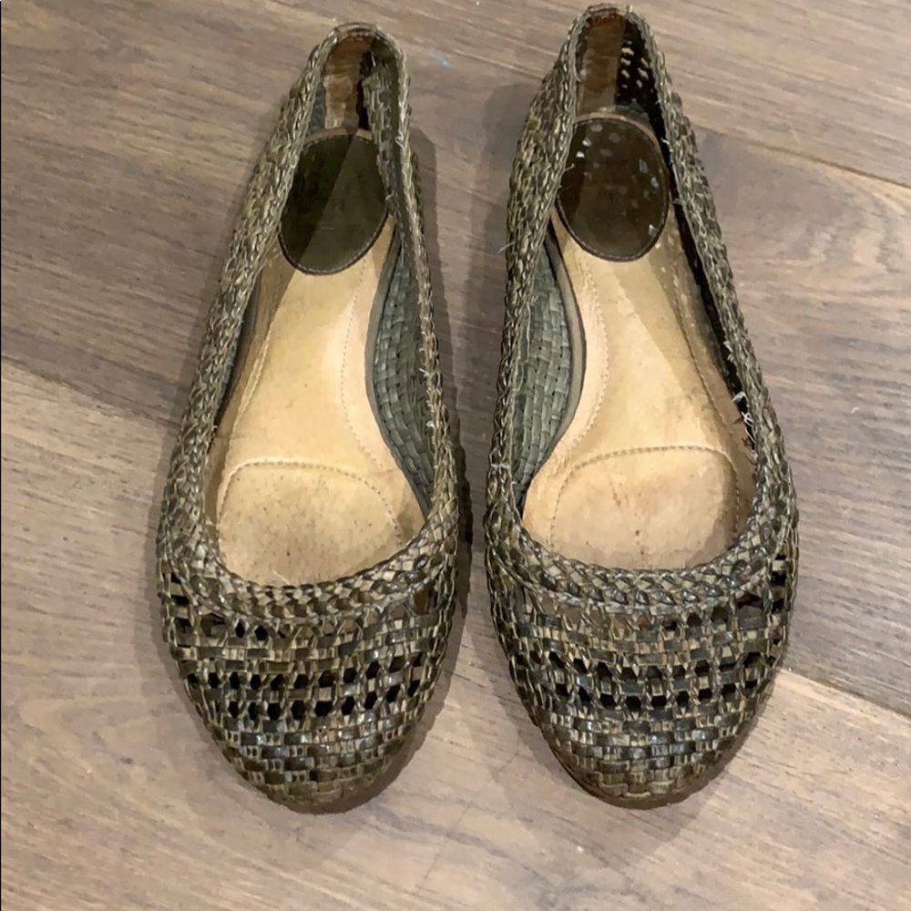 Woven leather Frye flats
